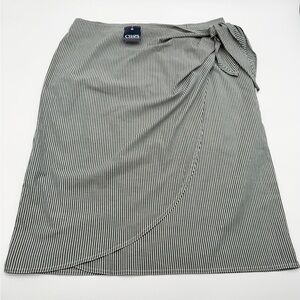 Chaps NWT Black White Stripe Wrap Skirt Size 14